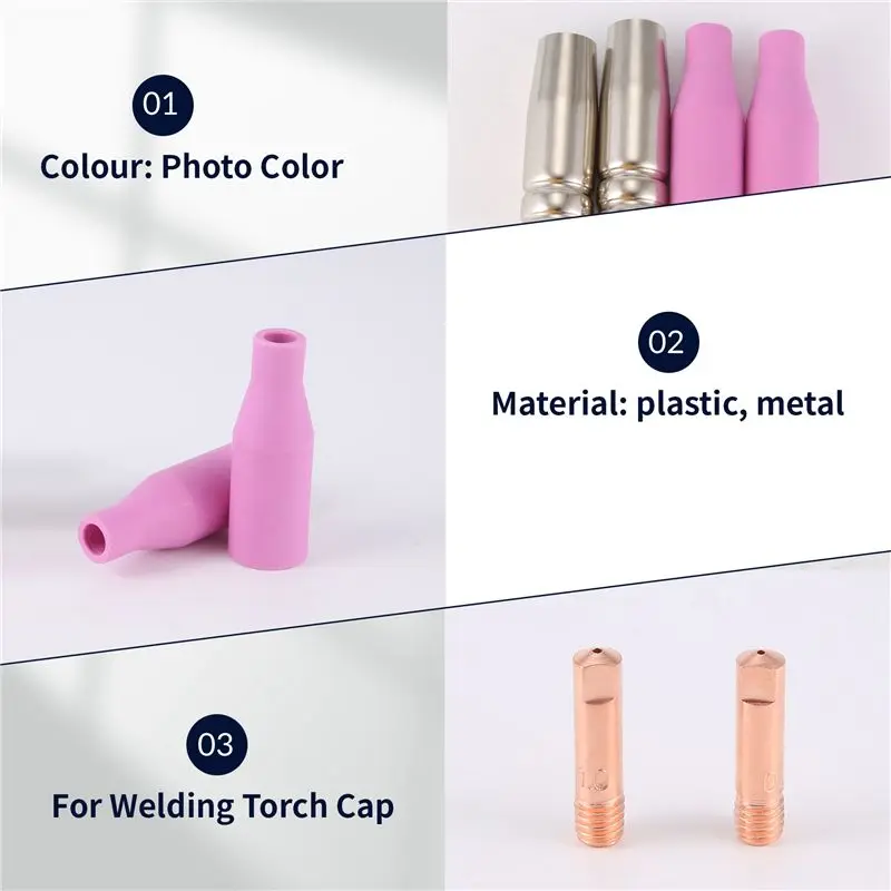 [A93Z!】 Mig Set Of Nozzles 16Pcs AK15 For Welding Torch Cap Tip Contact 0.8Mm MB15 Accessories
