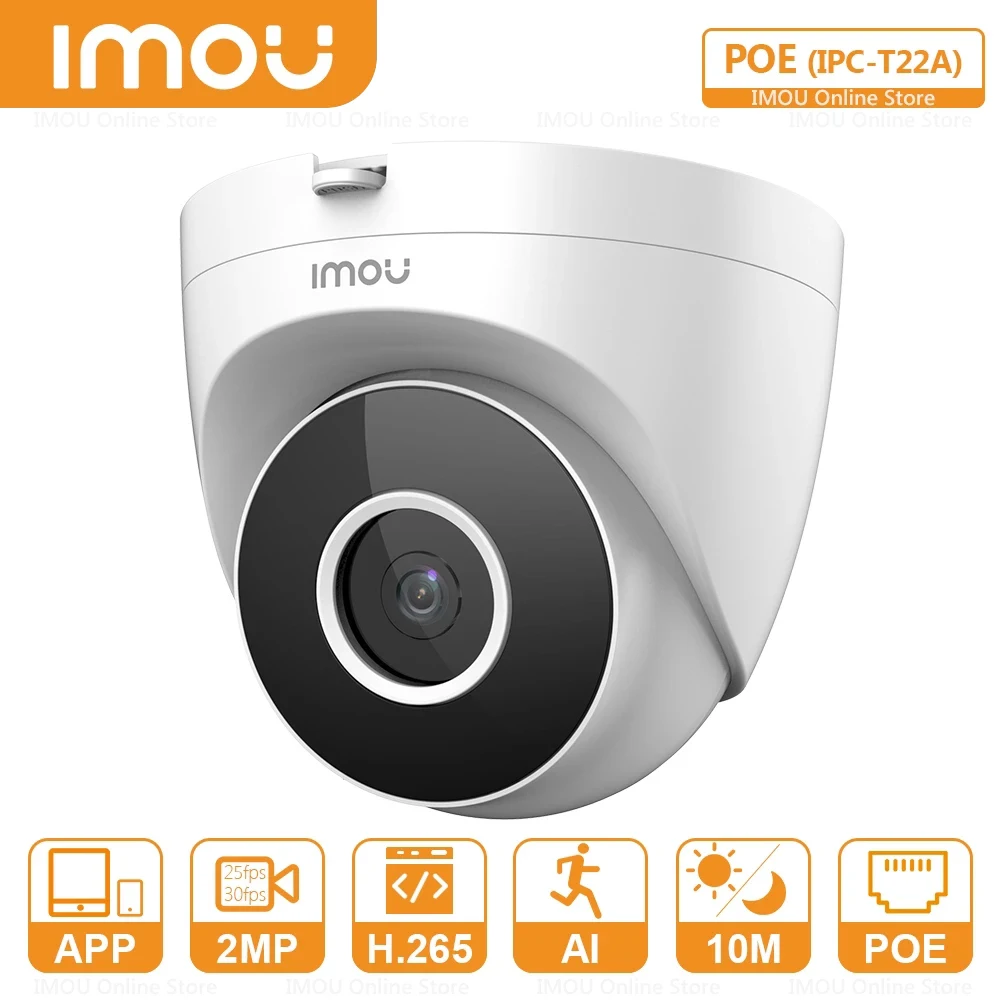 IMOU Dome PoE Indoor Video Surveillance Camera H.265 Eyeball PoE Camera Night Vision Human Motion Detection Configurable Region