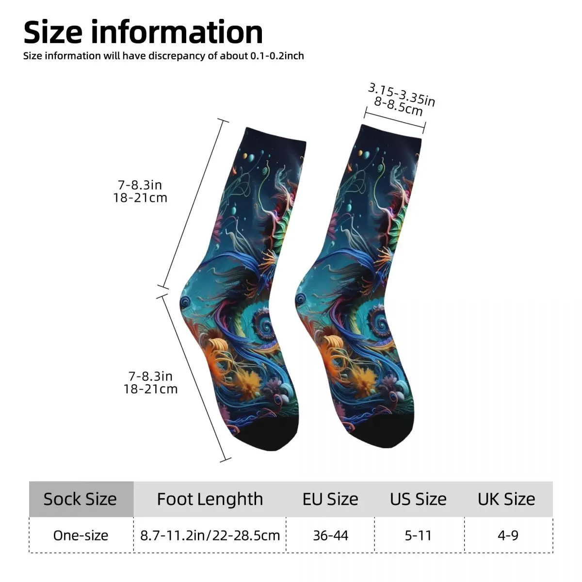 Sea Horse Sock Printed Man Polyester