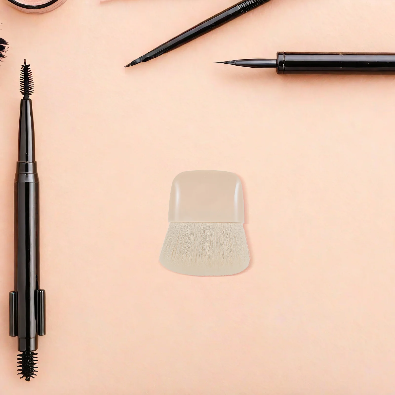 Mini brocha de maquillaje de viaje, cerdas suaves superiores planas, compacta, portátil, colorete, brocha para polvos faciales sueltos, brochas de tamaño de viaje, maquillaje
