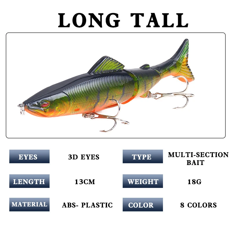 1Pc Swimbit Fishing Lure 3 Sections Joint Bait 130mm 18g Simulated Hard Fishing Bait Artificial Wobbler Bass Fishing Tackle