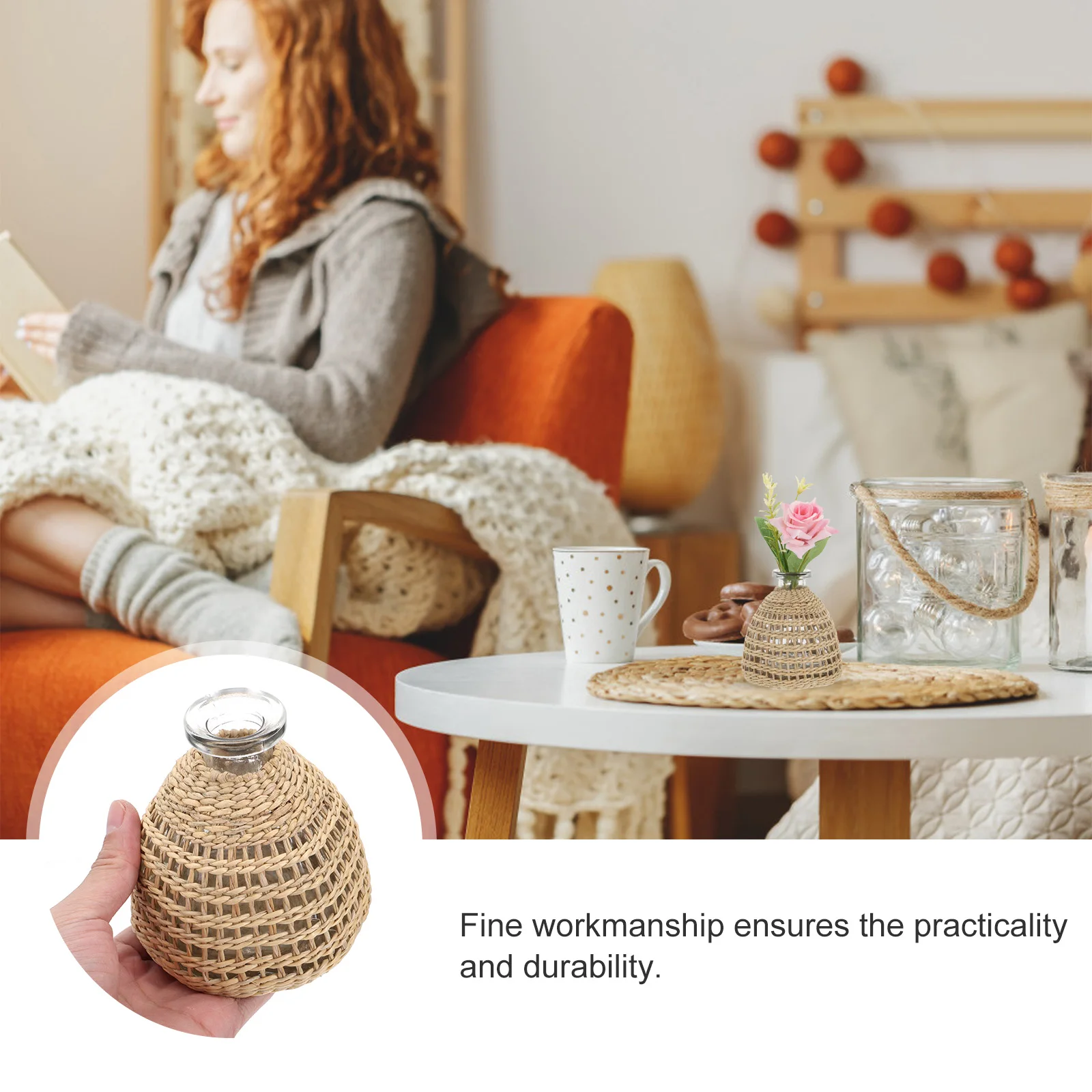

Woven Bottle Decor Aromatherapy Bottle Natural Grass Natural Grass Vase Home Vase Material Practical Holder