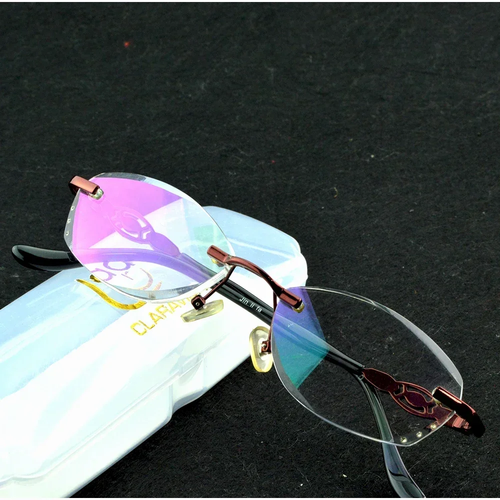 Clara Vida Red Diamond Rimless Women Lady Decoration Reading Glasses Men +0.75 +1 +1.5 +2 +2.5 +3 +3.5 +4