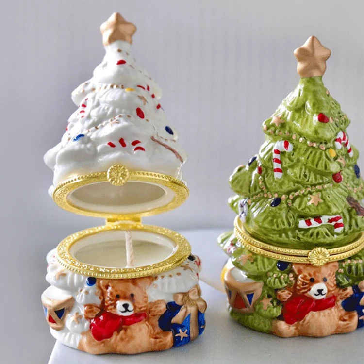 

Handmade Christmas Aromatherapy Scented Candle Set Lasting Ceramic Jar Fragrance for Home Decoration Gift