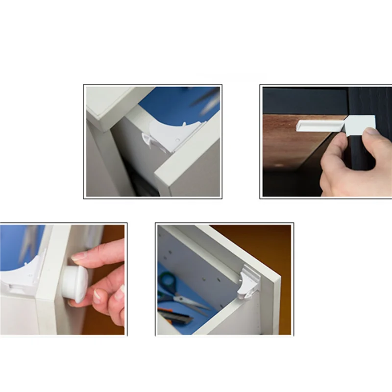 N96R 30+6 Magnetic Cabinet Locks Child Proof Cupboards Drawer Invisible Kids Baby Safe Lock Catch