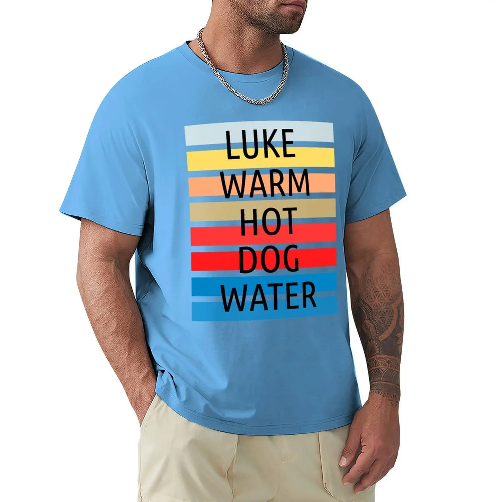 Luke Warm Hot Dog Water T-Shirt plus sizes plain mens big and tall t shirts