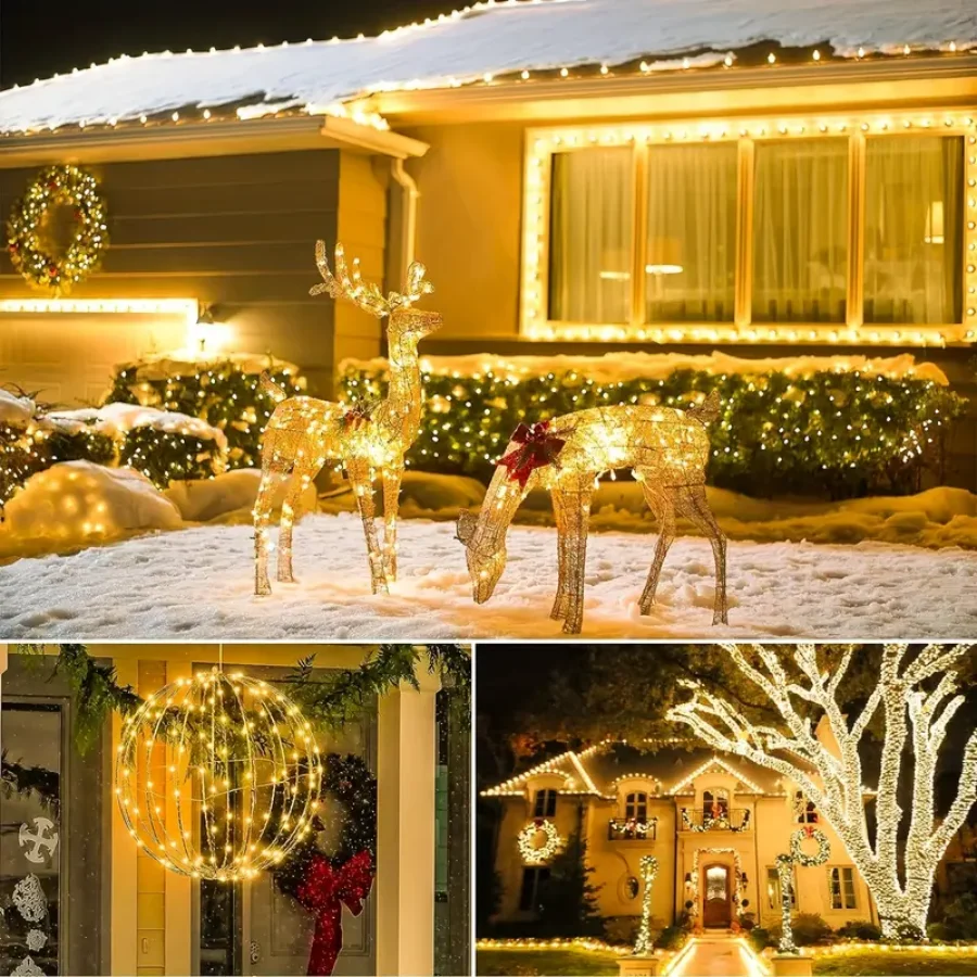 1pc 22.97ft 50led/39.37ft100led Solar Powered Fairy Lights, 8 Modes, Warm White, White, Multicolor for Garden/Yard/Tree/Holiday/