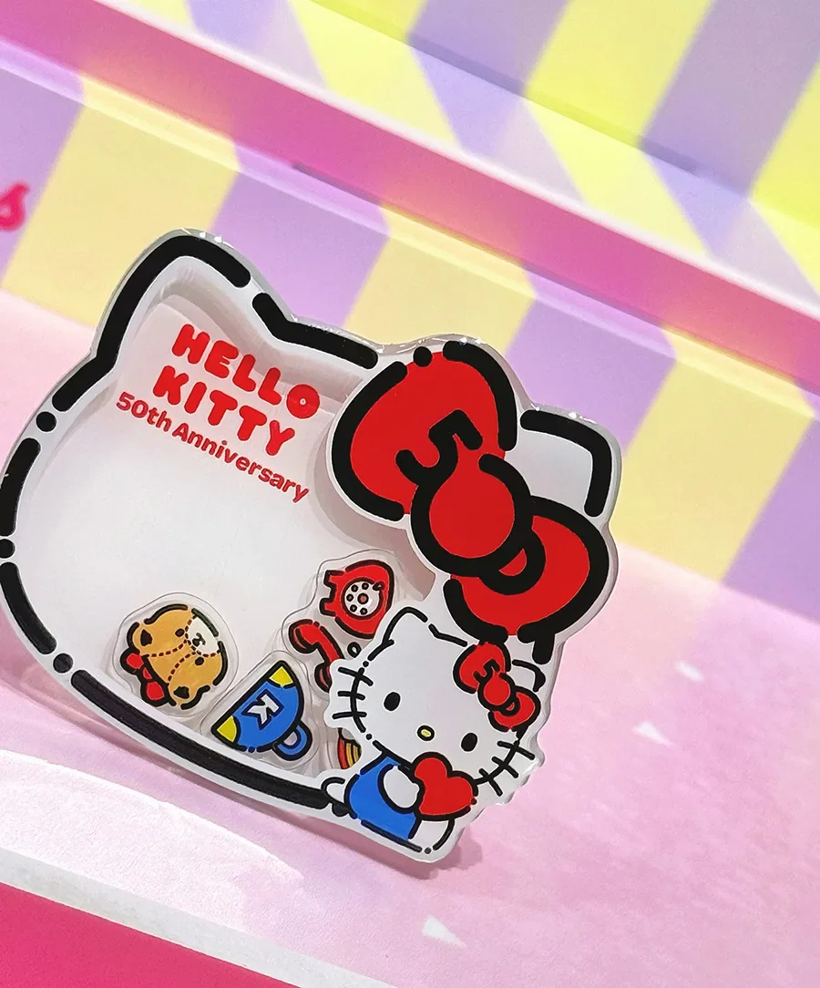 50TH ครบรอบปี Hello Kitty เครื่องเขย่าถุงลมนิรภัยที่จับโทรศัพท์มือถือแม่เหล็กอะนิเมะน่ารัก Sanrio KT แมวของขวัญอุปกรณ์เสริมโทรศัพท์สำหรับเด็กผู้หญิง