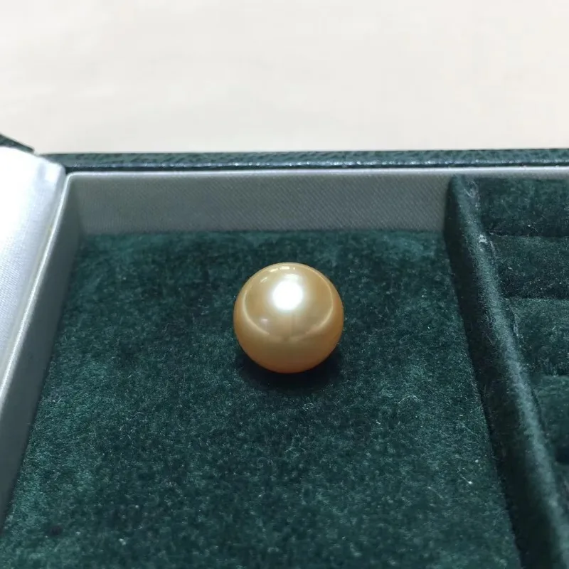 Huge Charming 11-12mm Natural Genuine Golden Round Luster Jewelry Loose Pearl Undrilled