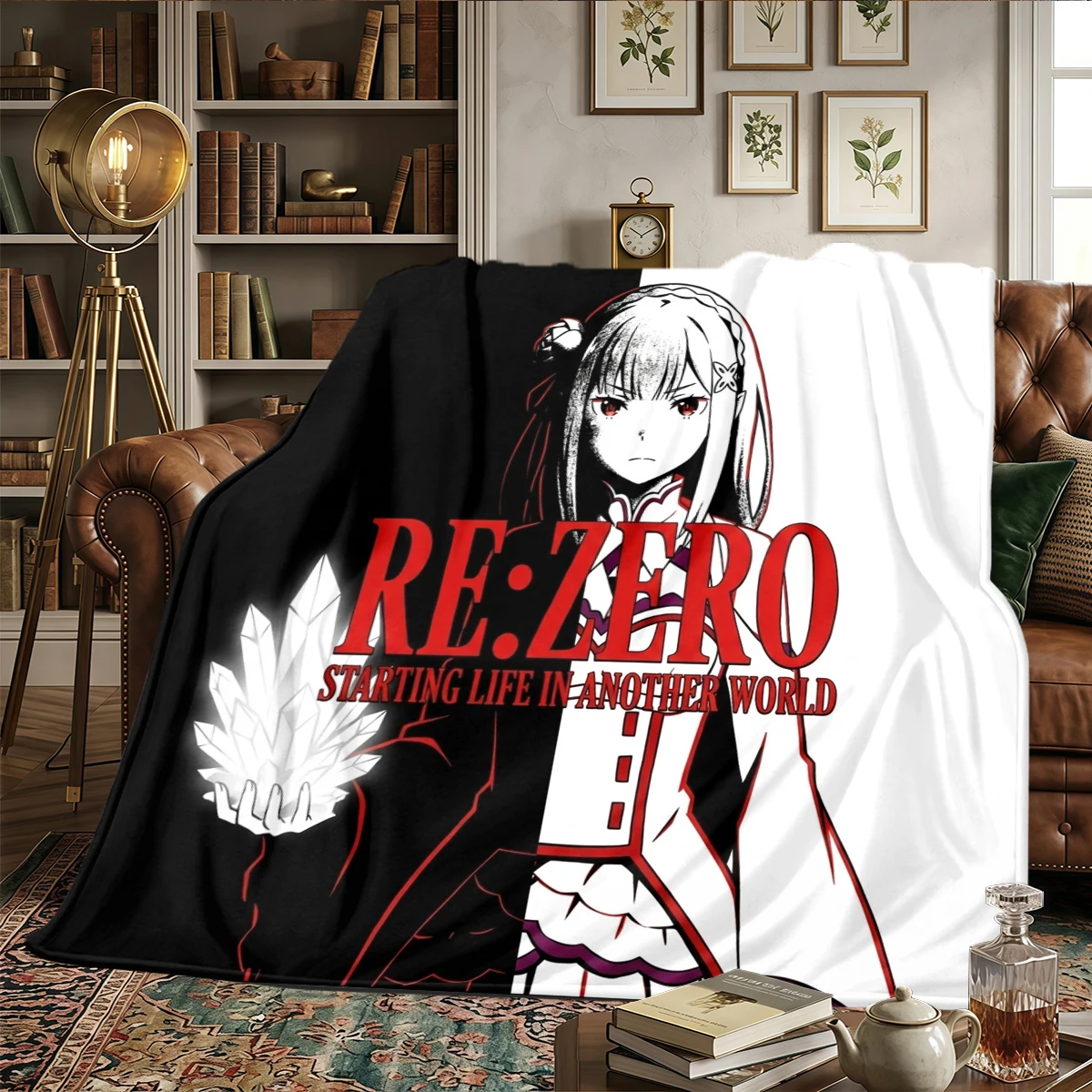 Re Zero Starting Life in Another World Warm Comfortable Flannel Blanket Printed, Fits Bedrooms,Sofas, Beds, Chairs, Travel -HE45