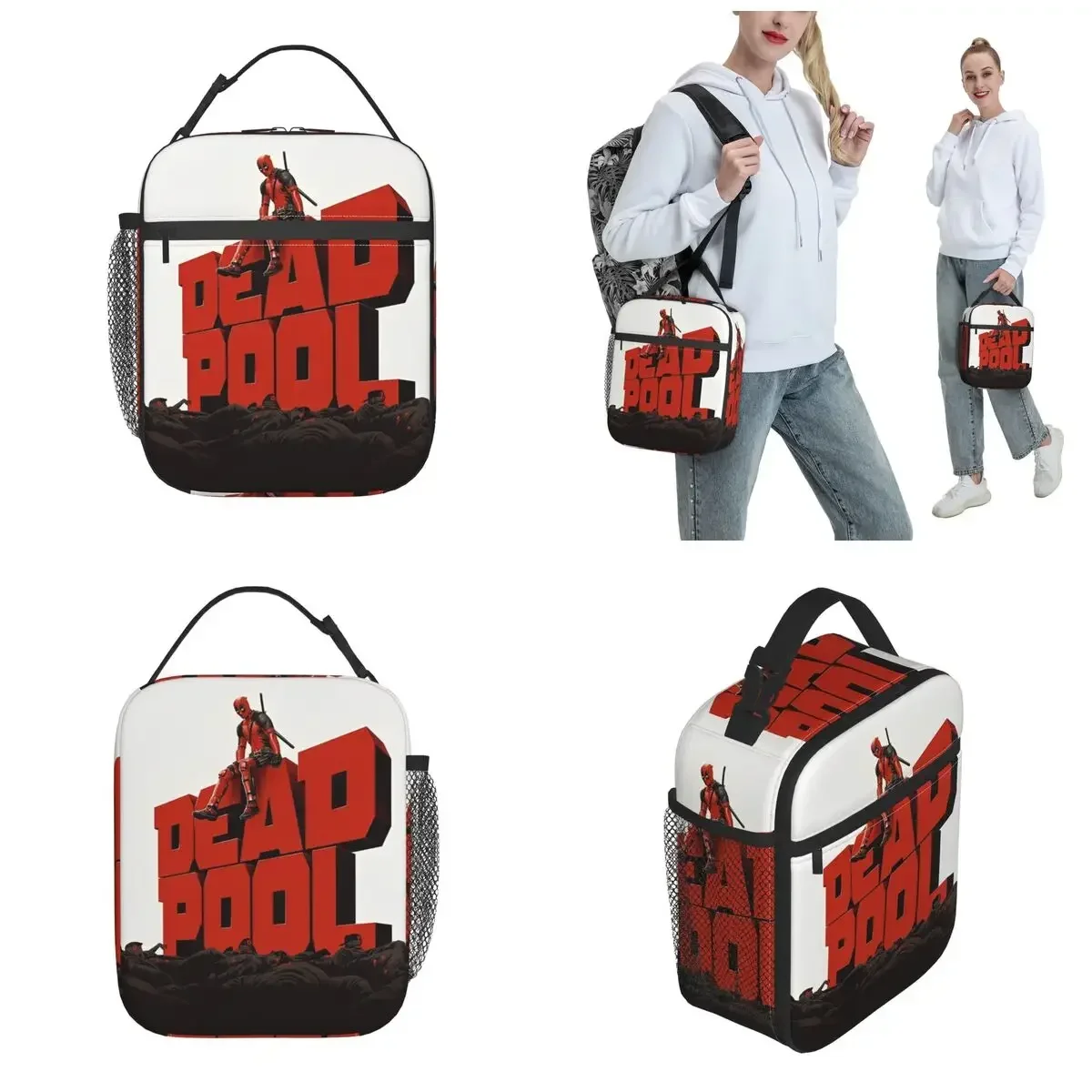 Deadpools Poster Insulated Lunch Bag Thermal Bag Lunch Container Portable Tote Lunch Box Girl Boy Beach Outdoor