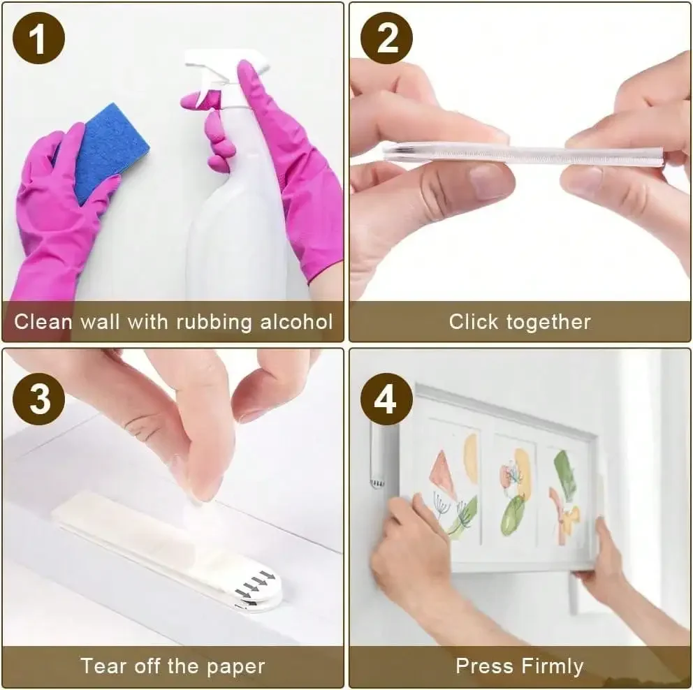 12 Sets (24 Strips) Of Strong Double-sided Adhesive Non-Destructive Photo Frame Hanging Self-adhesive Non-tracking Adhesiv