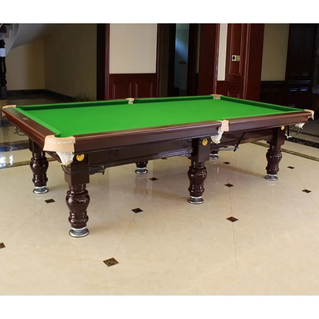 9ft Indoor Multi-Functional Pool Dining Table with Solid Wood Legs Dinning and Pool Features