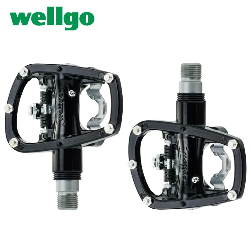 Wellgo R120B Dual Function Aluminum alloy Road Bike Pedals Cr-Mo Compatible SPD With Cleats Sealed Bearing Bicycle Cycling Parts