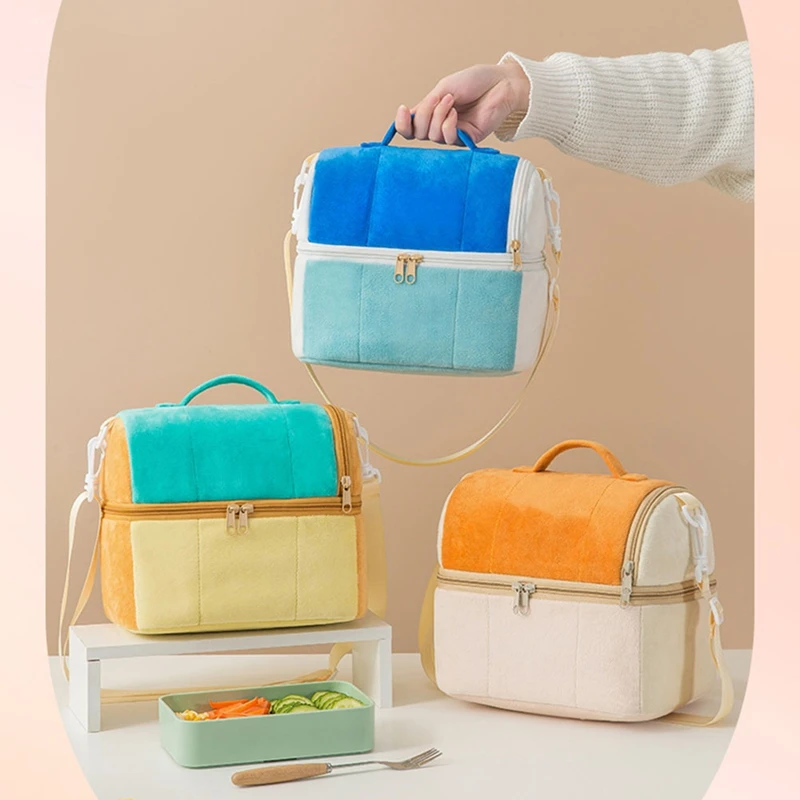Insulated Lunch Bag Reusable Lunch Box Cute Toast Leakproof Cooler Food Lunch Tote Bags with Adjustable Shoulder Strap C-AC17