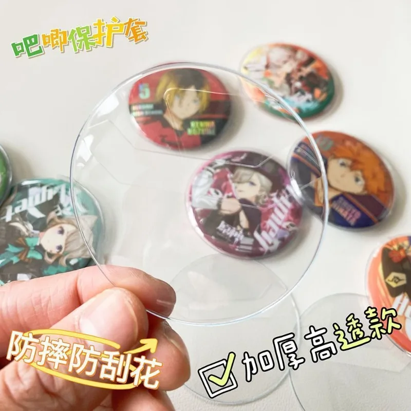 10pcs/set Anime Badge Protector Case 58mm/75mm PVC Round Shield Dustproof Display Cover for Metal Pins Student Supplies Gift