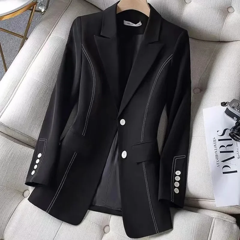 

Spring Autumn 2023 New Explosive Female Small Suit Jacket Fashion Loose Temperament Trend Slim Suit Top Solid Color Commuting X1