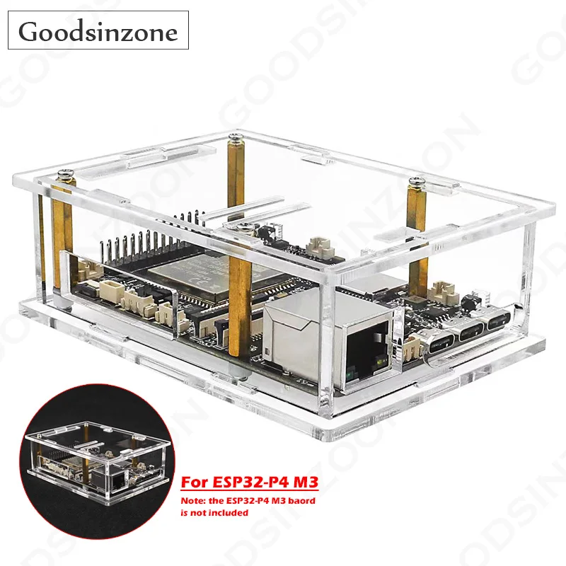 

Transparent Acrylic Protective Case for ESP32-P4 ESP32 P4 M3, ESP32-P4 Enclosure with Standoffs & Screws | Easy-Access DIY