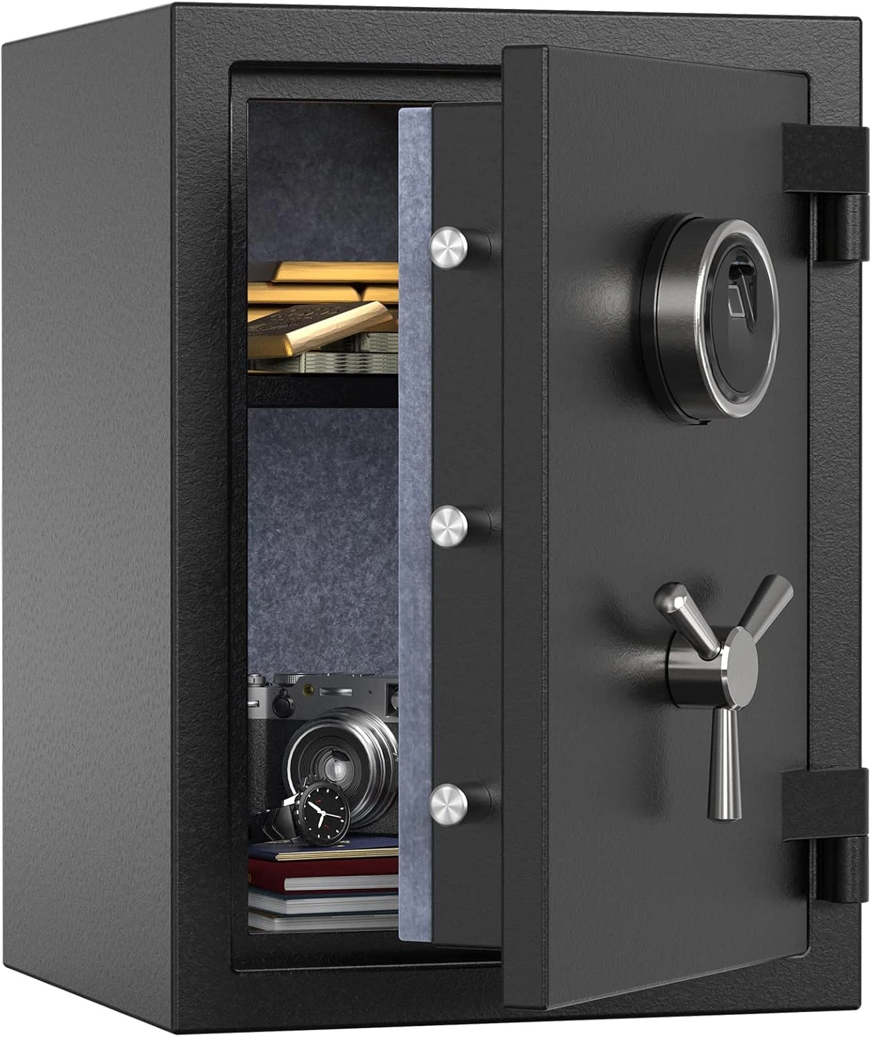 Deluxe Biometric Fireproof Safe Box,Digital Fingerprint Fireproof Waterproof Safe with Touch Screen,Removable Shelf