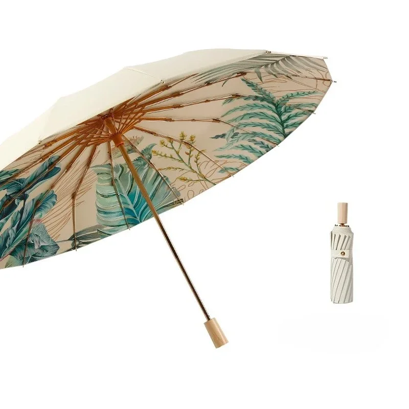 

16 bone plus sun umbrella, sun protection, UV protection, wind and rain, dual-purpose three-fold umbrella