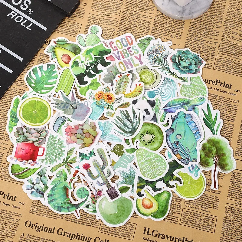 Green Plant Stickers Aesthetic 50pcs Waterproof Laptop Stickers Decals for Water Bottle Laptop Computer Skateboard Bumper Guitar