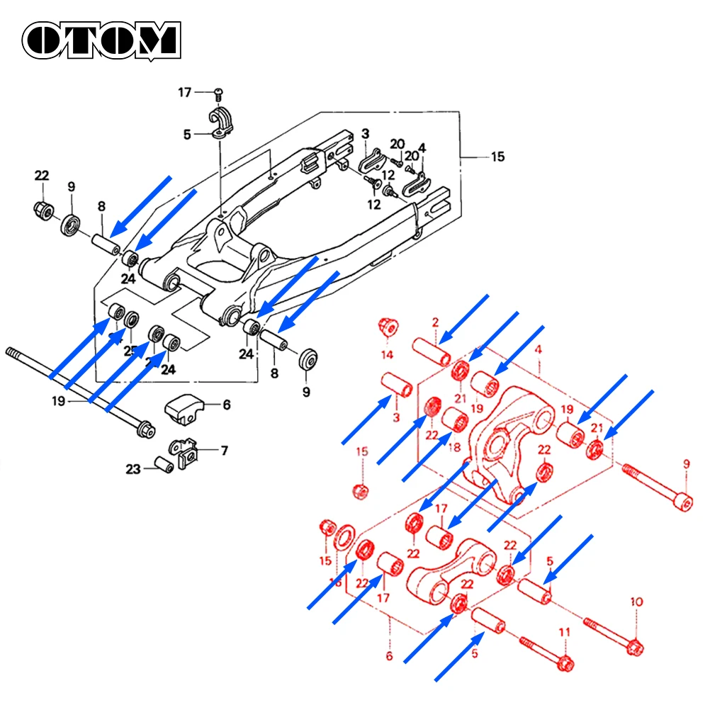 OTOM Motorcycle Rear Shock Absorber Suspension Repair Part For HONDA XR250R XR250 BAJA MATARD DIRT BIKE Bearing Oil Seal Bushing