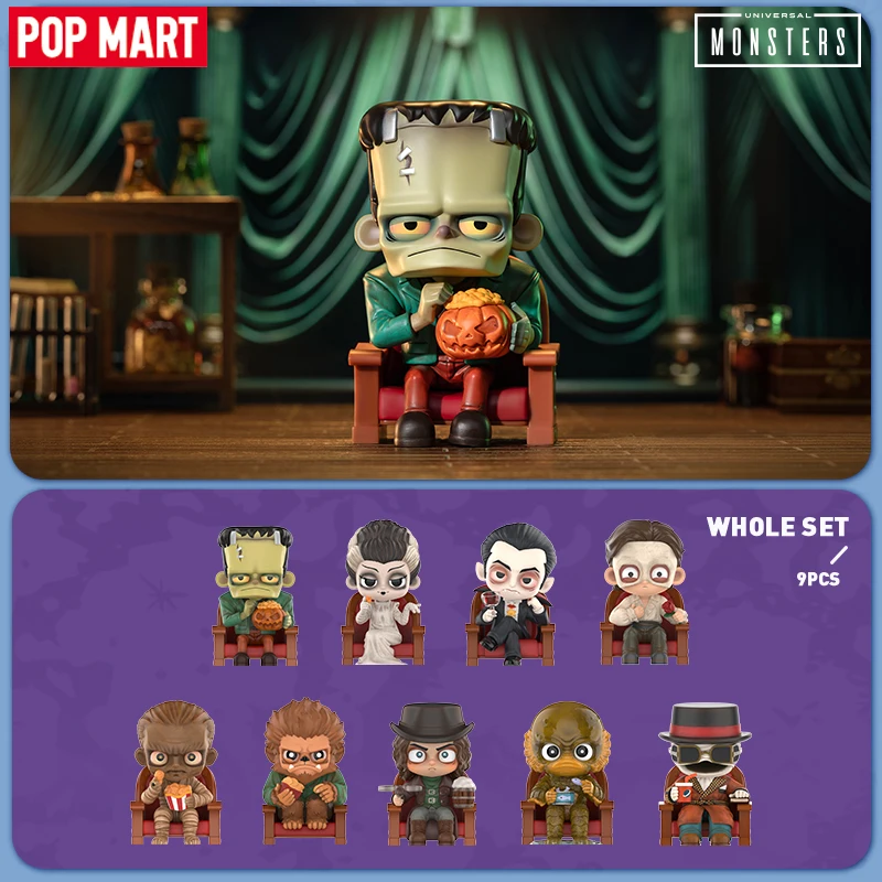 POP MART Série Universal Monstros Aliança Caixa Misteriosa, Caixa cega, Frankenstein Drácula, 1Pc, 9Pcs
