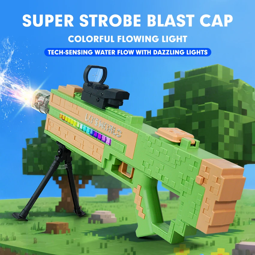 Pistola de água automática de sucção de água de brinquedo, pistola de água de mosaico, brinquedo de praia infantil pistola de água elétrica crianças adulto verão ao ar livre