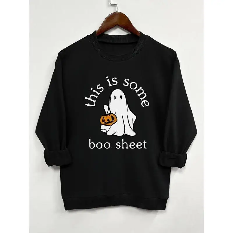 

This Is Some Boo Sheet Halloween Sweatshirt Funny Ghost Pumpkin Graphic Unisex Crewneck Pullover