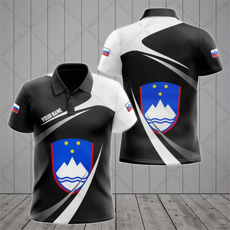 Custom Name Slovenia Symbol Graphic Polo Shirt Summer Casual Men's Fashion Loose Cool Jersey Soft Oversized Short Sleeve Tops