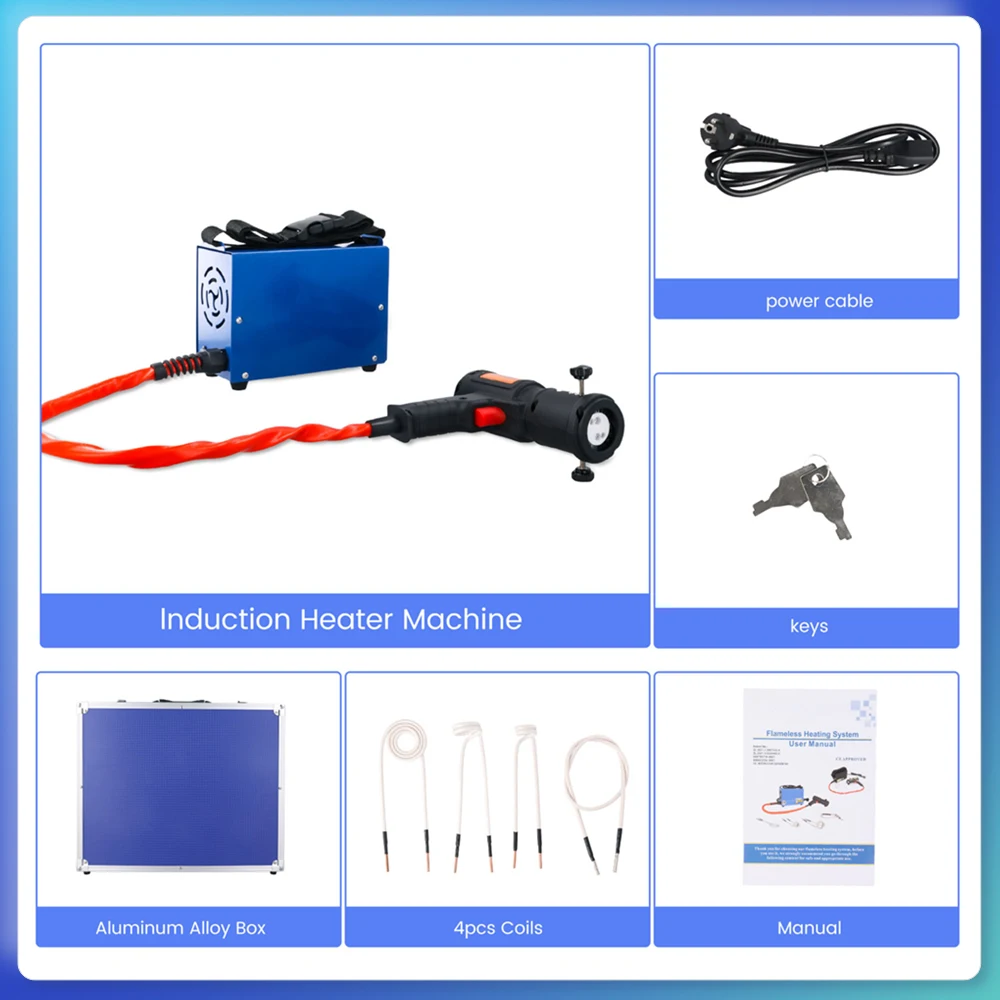 Podofo 1500W Handgehaltener Magnetischer Induktionsheizer Set Tragbarer Mutternheizer zum Erhitzen Rostiger Gefrorener Korrosiver Schrauben