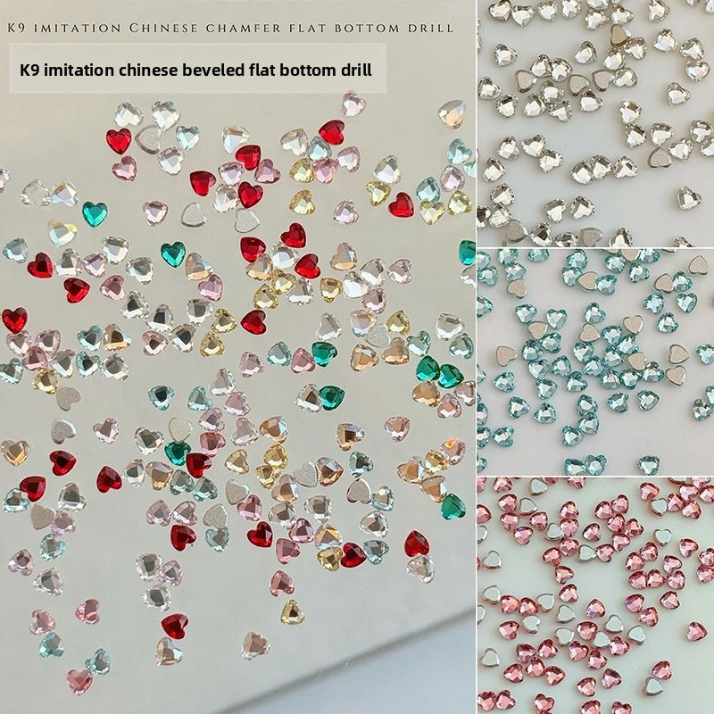 50 PIÈCES NOUVEAUTÉ VENTE CHAUDE Mini Cœur 3mm Strass pour Ongles Effet Cristal 1:1 Super Brillants à Dos Plat Accessoires de Décoration DIY pour Ongles à Presser