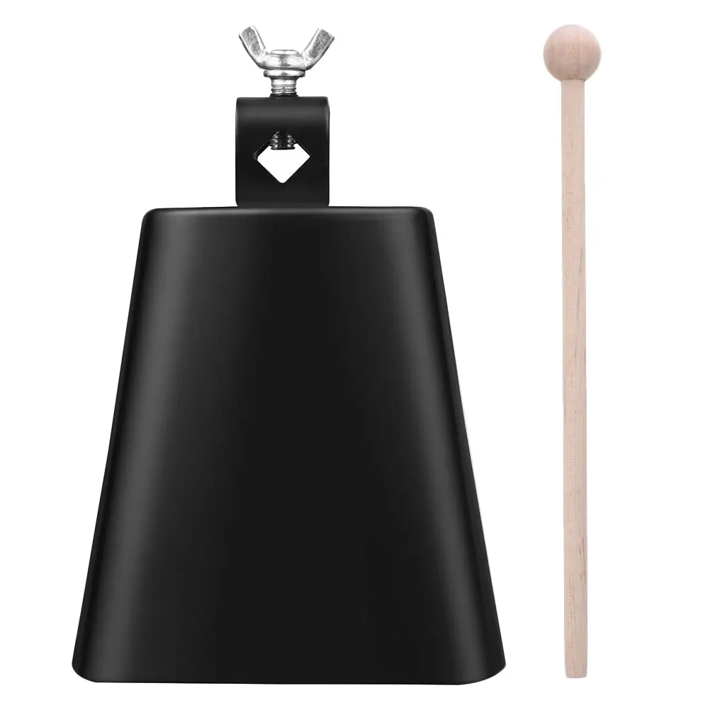 

Black Cowbell H Press Drum Accessory Percussion Toy Kids Musical Instrument Small Metal Wooden Stick Practical Cowbell