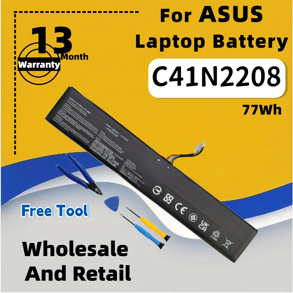 FRLESUI C41N2208 High Capacity of 74Wh 77.4Wh Battery For ASUS ROG ALLY Gaming Handheld series of RC71L/PC71L  Free all Tools