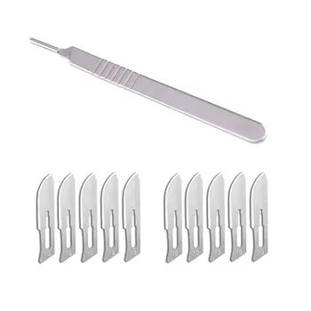 10 lame per bisturi chirurgici in acciaio al carbonio NO.10 + 1 pezzo 3 #   Manico bisturi utensile da taglio fai da te riparazione PCB coltello chirurgico per animali