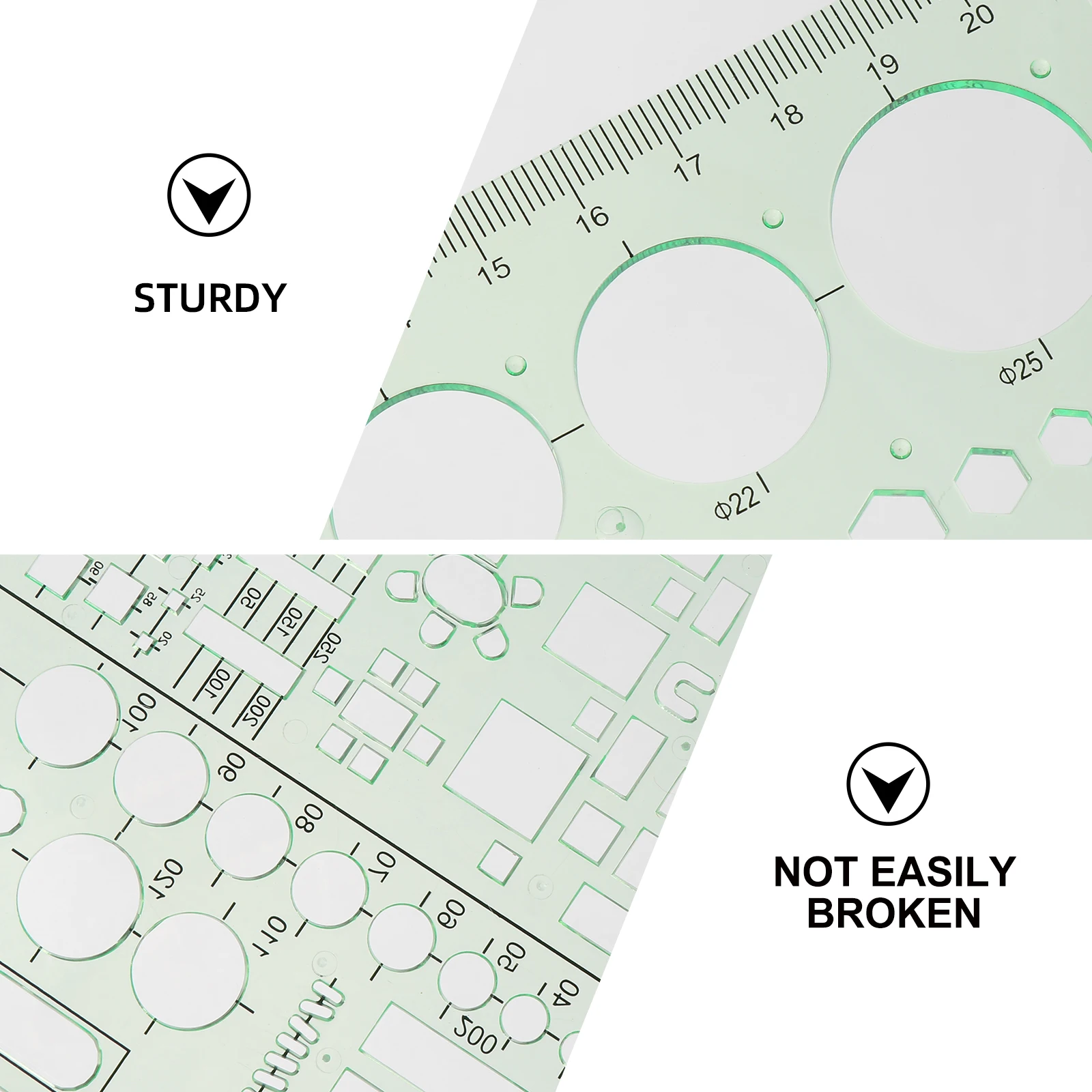 مجموعة مسطرة هندسية مكونة من 6 قطع من قوالب رسم بلاستيكية خضراء شفافة لأدوات صياغة قياس فنية للمكتب المدرسي