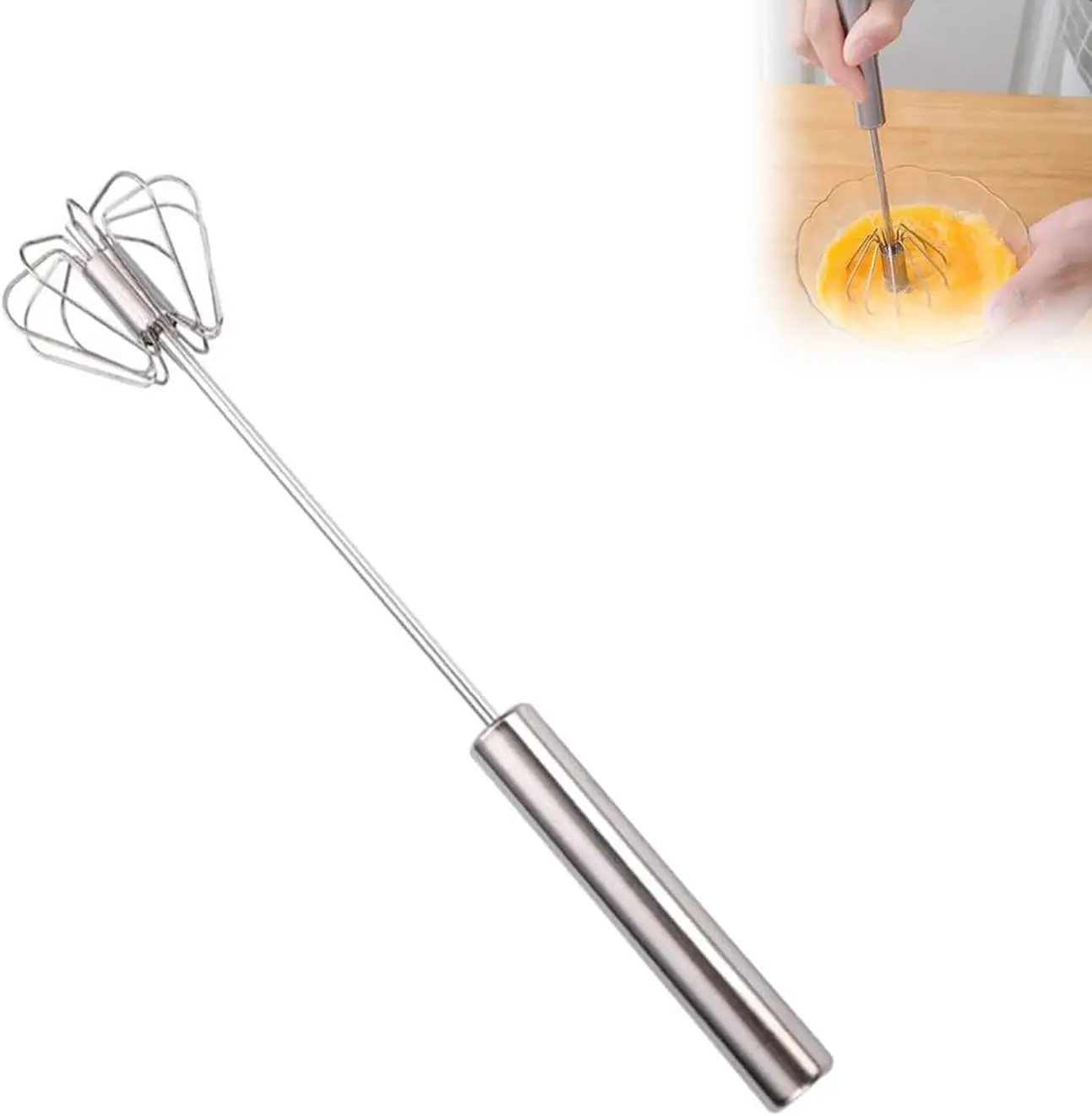 

Stainless Steel Whizzy Whisk, Semi Automatic Whisk Egg Whisks Mixer for Stirring, Blending, Whisking & Beating Blender