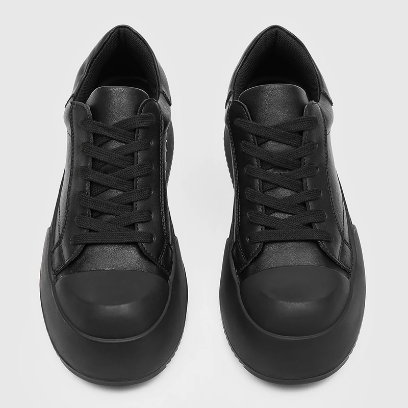 

Men Big Head Trendy Low cut Casual Black Thick soled Tall Board Shoes Trendy Shoes Rascal Handsome American Men Shoes