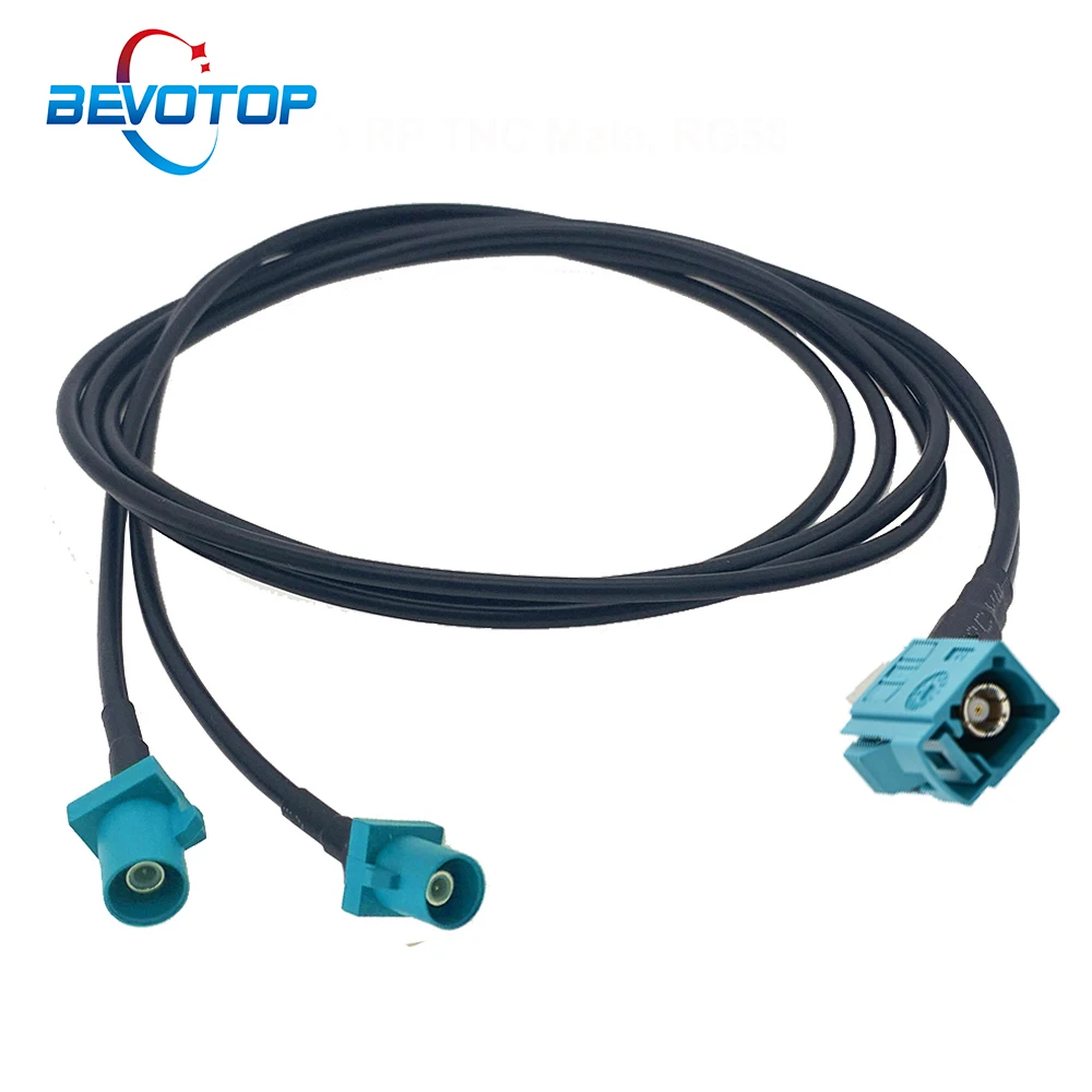1PCS Fakra Z 2xMale to 1x Female Right Angle GPS Navigation Antenna Extension Cable for Auto Car Ship Y Type RG174 RF Coax Cable