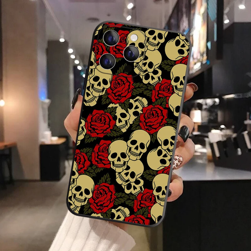 Grim Reaper Skull Skeleton Luxury Phone Cover For iPhone 11 12 13 14 15 16 Pro Max X XR XSMax 15 16 Plus Soft Silicone TPU Case