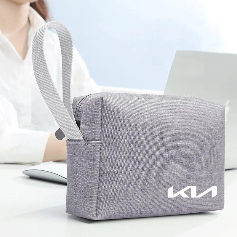 Bolsa de almacenamiento de viaje para coche, bolsa con cremallera, Cable de datos para disco duro, bolsa para auriculares para Kia Rio 3 4 K2 K3 x-line, accesorios, bolsa para artículos diversos