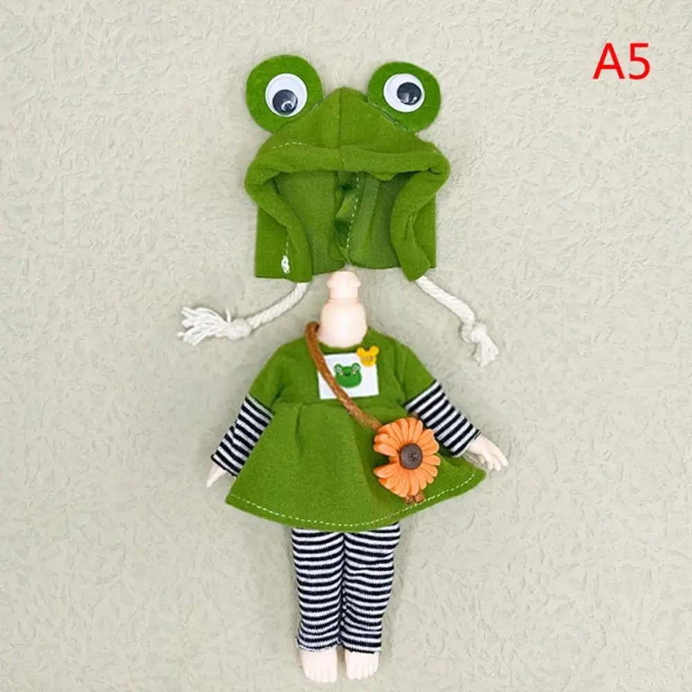 Replacement Outfit 16cm Doll Clothes Suit Plush Patch Changing Doll Winter Dressup Skirt Cartoon 16-17cm Cute Clothes Set