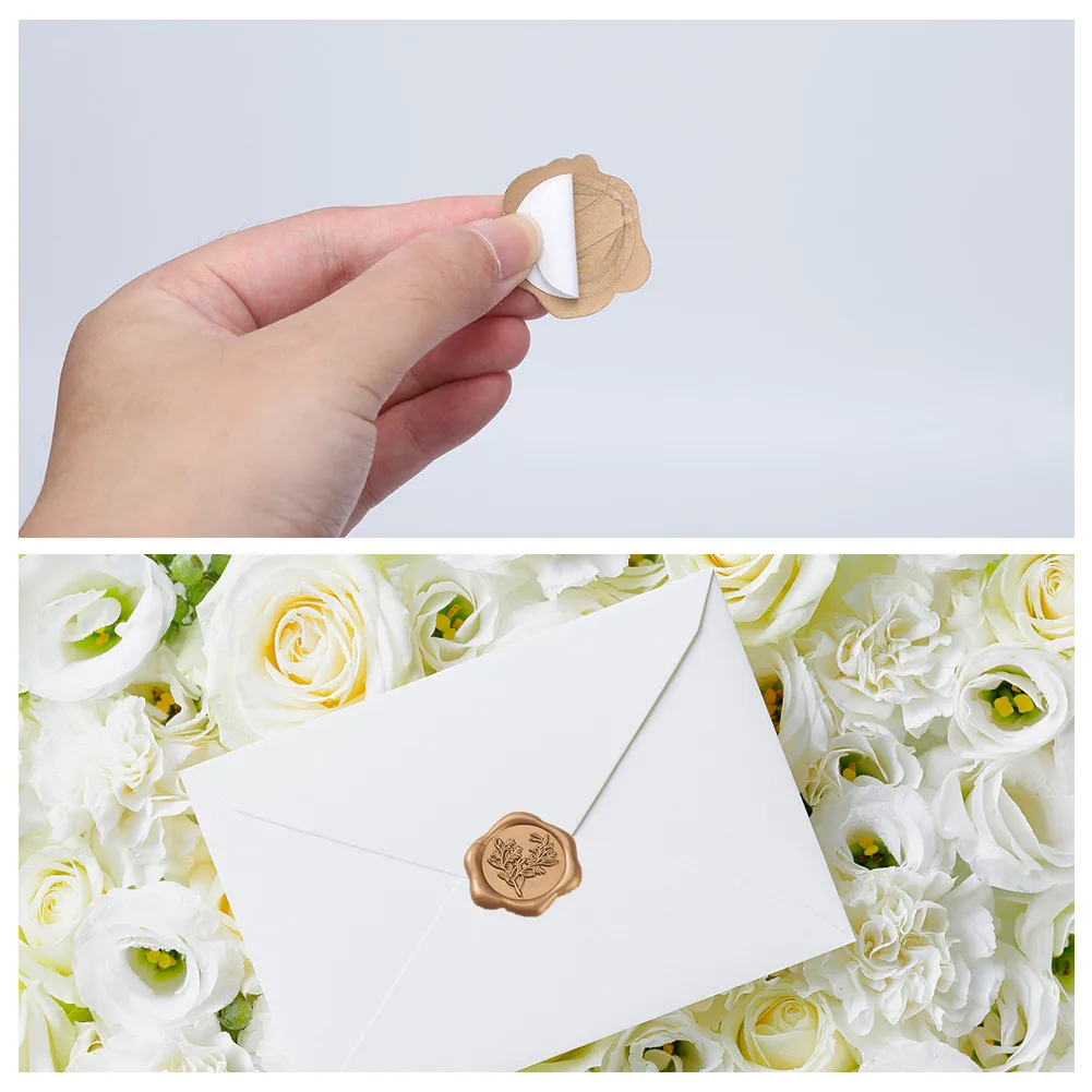 100Pcs Wax Seal Stickers Embossed Envelope Seal Stickers Wedding Invitation Envelope Seal Stickers For Wedding Invitation Cards