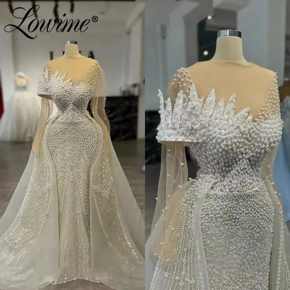 

Элегантное вечернее платье с бисером и жемчугом, женские вечерние платья с длинными рукавами, платья русалки цвета слоновой кости по индивидуальному заказу, платья для выпускного вечера с верхней юбкой 2026