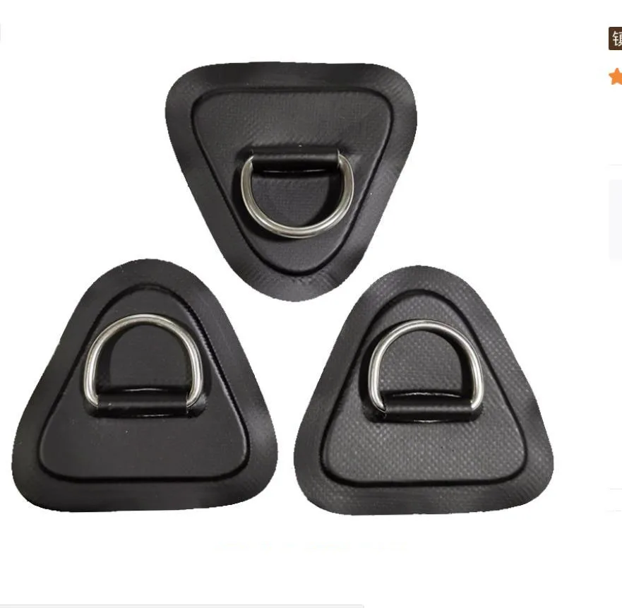 3pcs 9mm Inflatable Boat Kayak D-Ring Pad Patch PVC Marine D-Ring Pad Stainless Steel Fixed Buckle