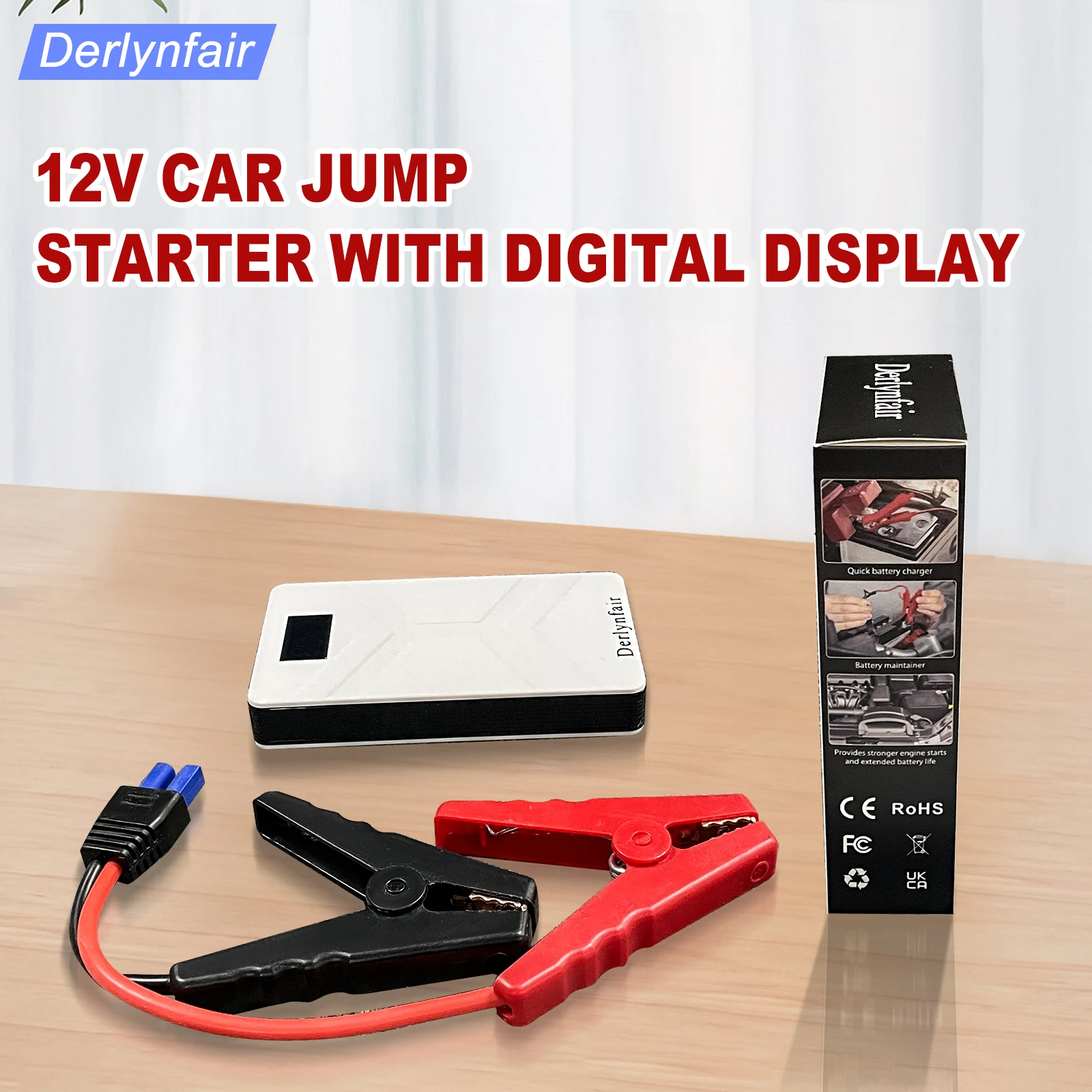

Derlynfair 12V Автомобильный стартер с цифровым дисплеем — портативное автомобильное зарядное устройство для автомобилей, внедорожников и грузовиков — аварийное