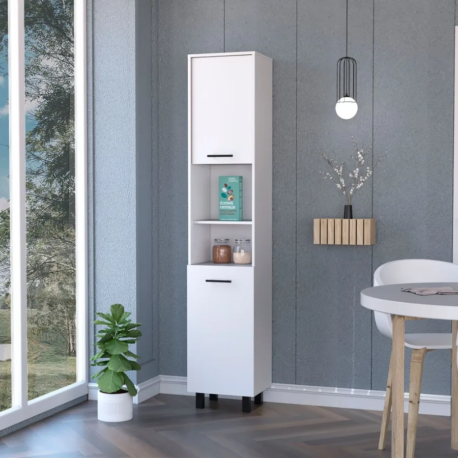 

Sheffield 2Door Pantry Cabinet; with Two 2Cabinet Spaces and Two Open Shelves