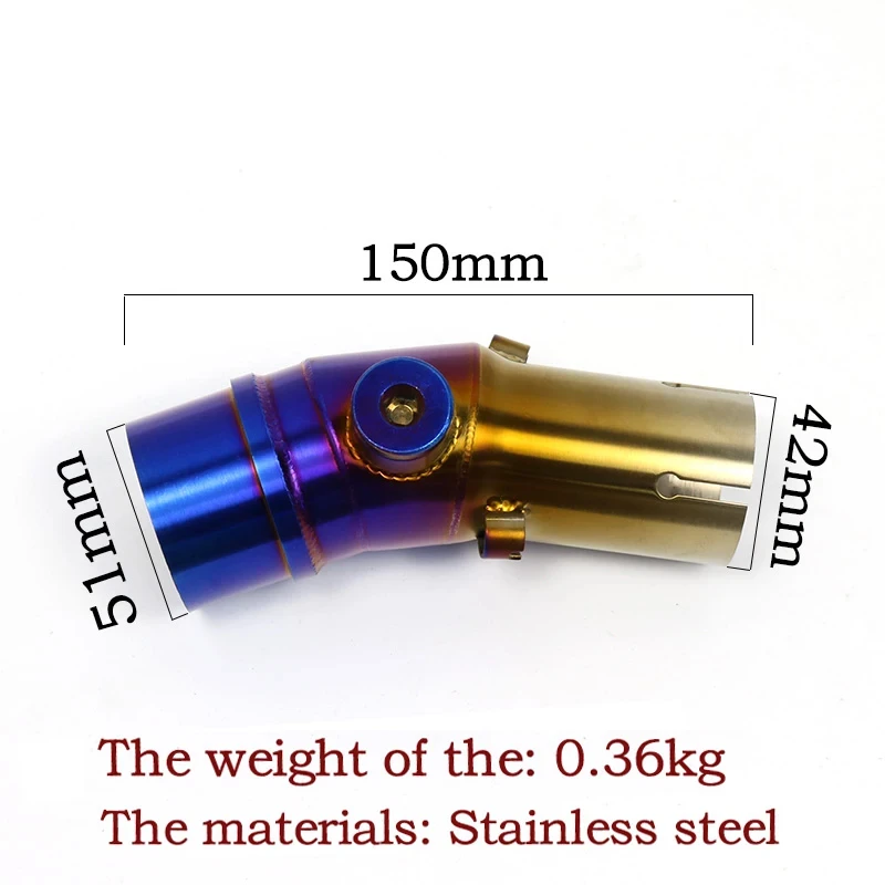 Universal 51mm Motorrad Auspuff Mitte Mitte Link Rohr Für Kawasaki ER6N NINJIA250 Z250 Z250SL Yamaha R3