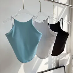 Reggiseni da allenamento per donna con canotta corta con Top da palestra lungo con spalline sottili e imbottitura rimovibile