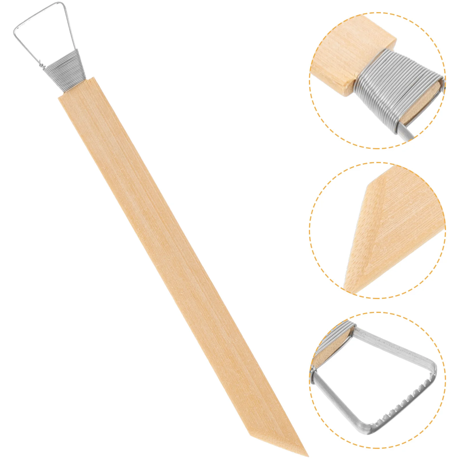 

Polmer Clay Bamboo Scraper Tool Stainless Steel Wood Sculpture Carving Kit Clay Craft Pottery Tool Handle Making